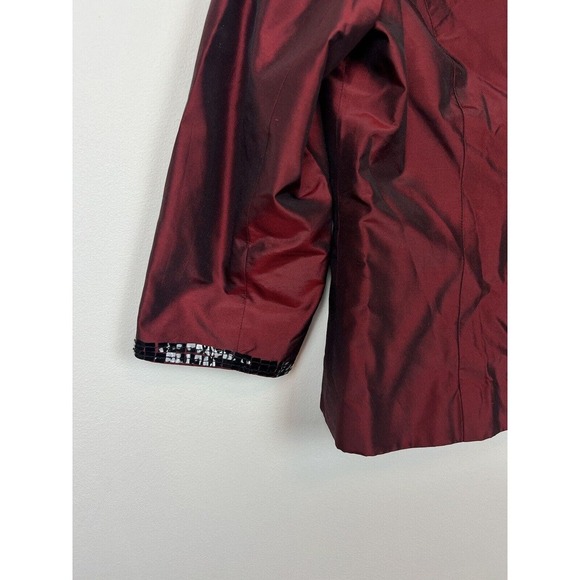 Vtg 80's Neiman Marcus 100% silk suit set- burgundy sequin trim sz 12 retro - Picture 4 of 11